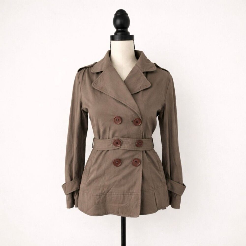 Mike & Chris Belted Double Breasted Trench Style Jacket Cotton Blend Women’s Sma
